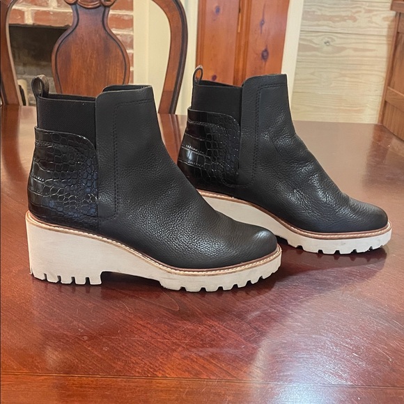 Black Leather Ankle Boots - Picture 1 of 8